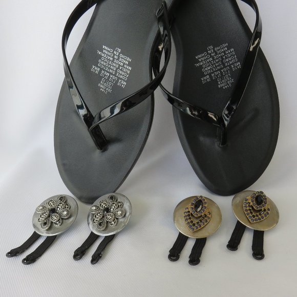 Black Flip Flops Plus 2 Pairs Wrapcessory Flip Flop Clips...425 - Picture 8 of 9